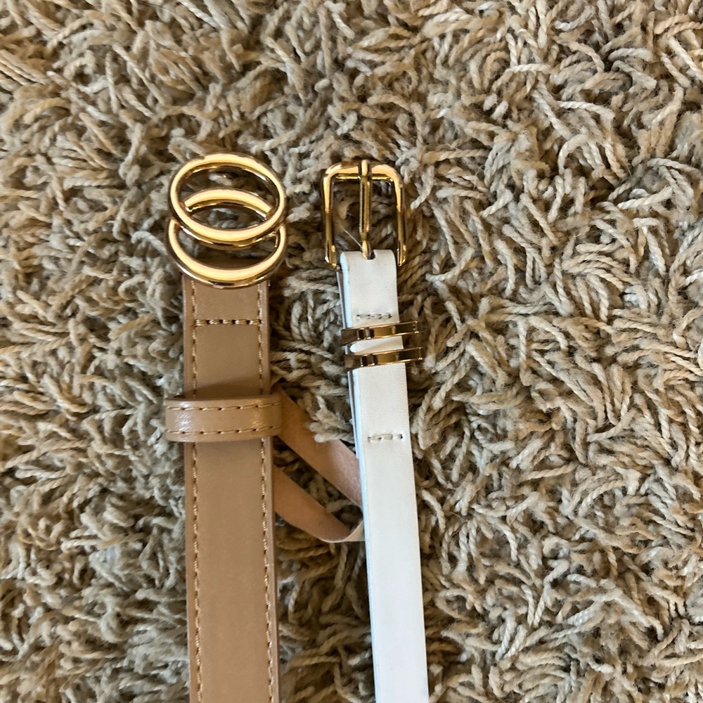 Elegant Tan and White Belt Set